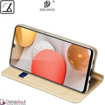 Dux Ducis dirbtinės odos atverčiamas dėklas - auksinės spalvos (Samsung A42)
